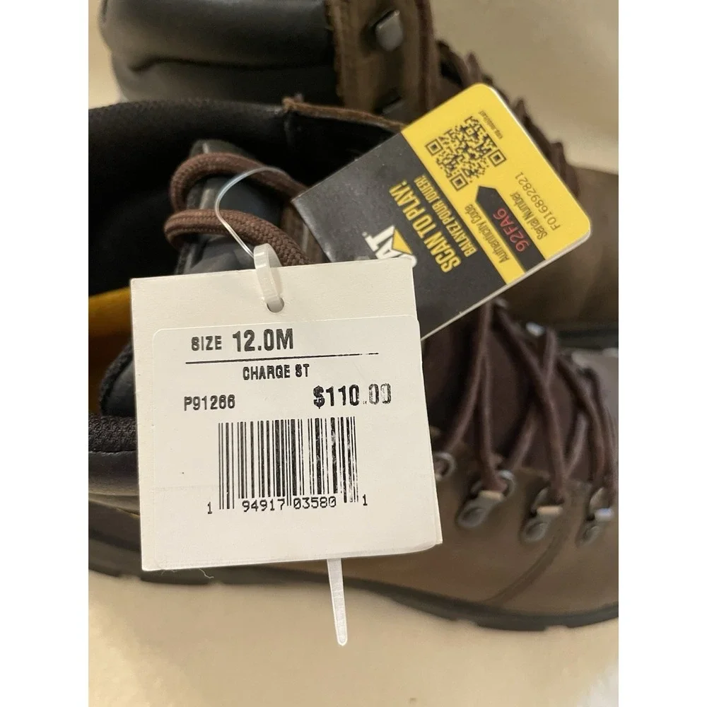 CATERPILLAR CAT MENS Shoes 12 BROWN Charge Steel Toe Boots WORK WEAR Medium NWT
